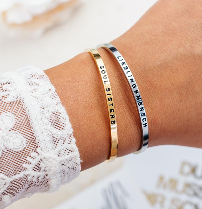 Armbänder mit Gravur Soul Sisters und Lieblingsmensch