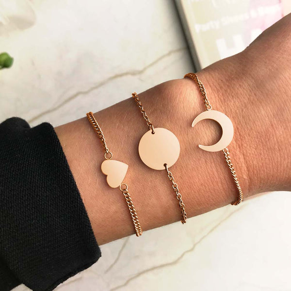 Heart Coin und Moon Bracelet in gold