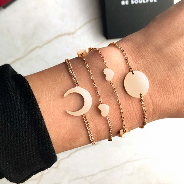 Moon, Love und Coin Bracelet in gold