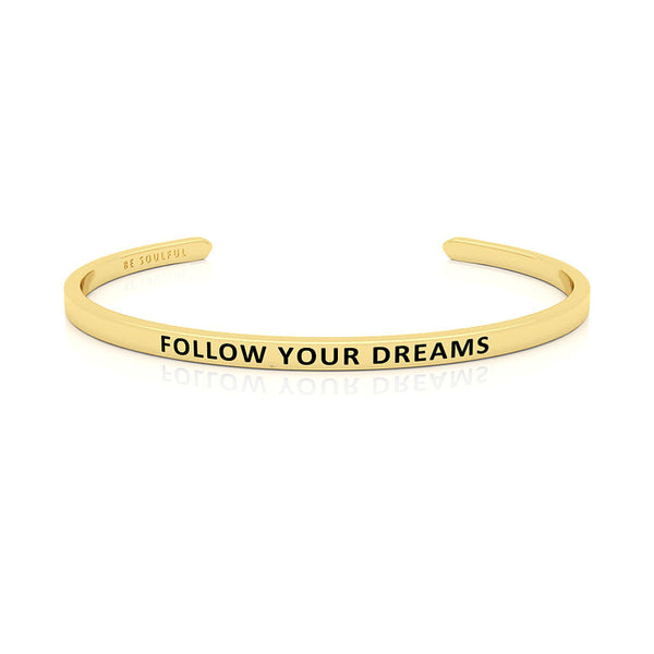 Follow Your Dreams Armband mit Gravur Gold