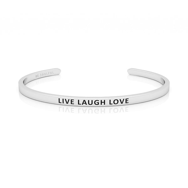 Live Laugh Love Armband mit Gravur Silber